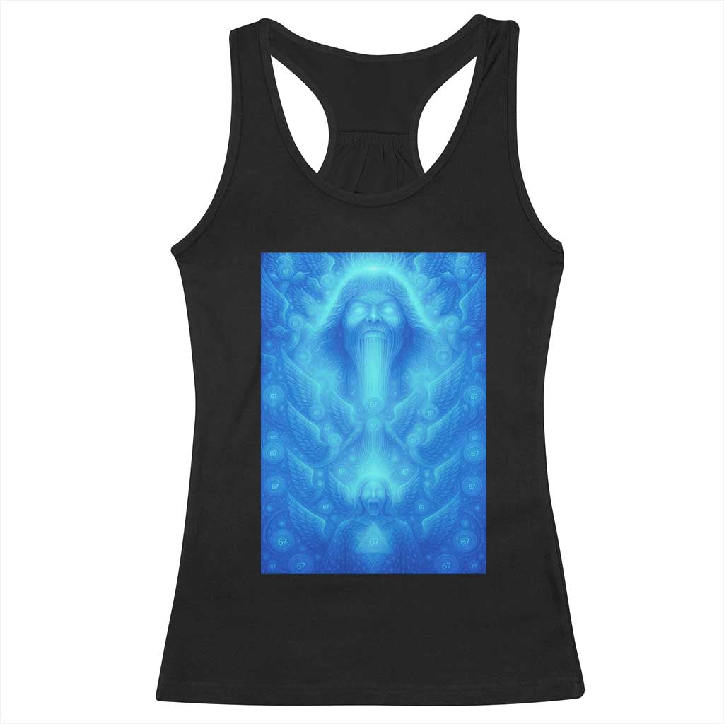 Divine 67 Meme Racerback Tank Top Celestial Mason 6 7 Spiritual Six Seven Angelcore - Wonder Print Shop