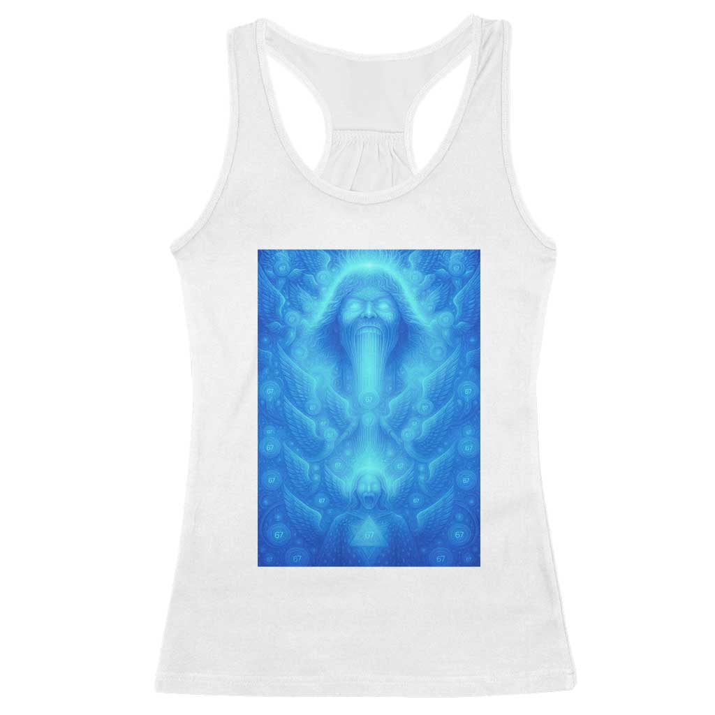 Divine 67 Meme Racerback Tank Top Celestial Mason 6 7 Spiritual Six Seven Angelcore - Wonder Print Shop
