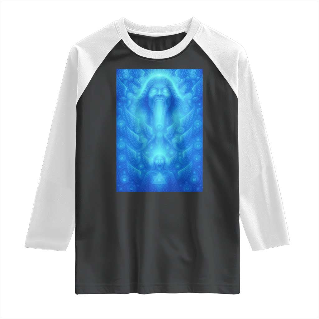 Divine 67 Meme Raglan Shirt Celestial Mason 6 7 Spiritual Six Seven Angelcore - Wonder Print Shop