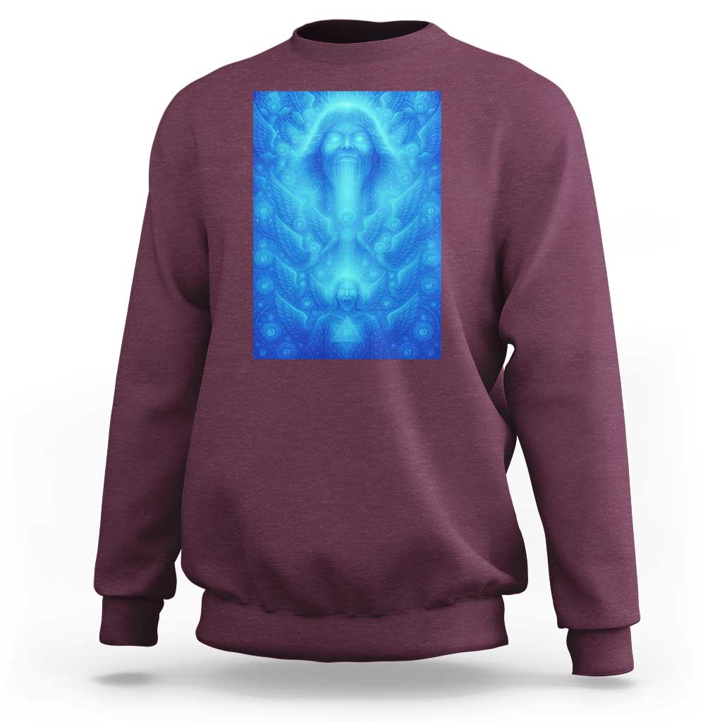Divine 67 Meme Sweatshirt Celestial Mason 6 7 Spiritual Six Seven Angelcore - Wonder Print Shop