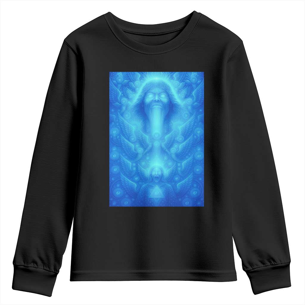 Divine 67 Meme Youth Sweatshirt Celestial Mason 6 7 Spiritual Six Seven Angelcore - Wonder Print Shop