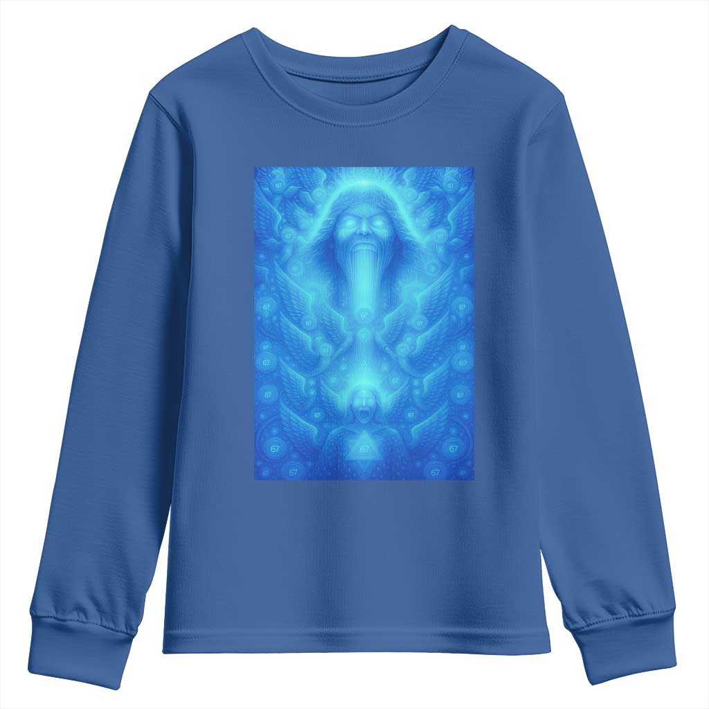 Divine 67 Meme Youth Sweatshirt Celestial Mason 6 7 Spiritual Six Seven Angelcore - Wonder Print Shop