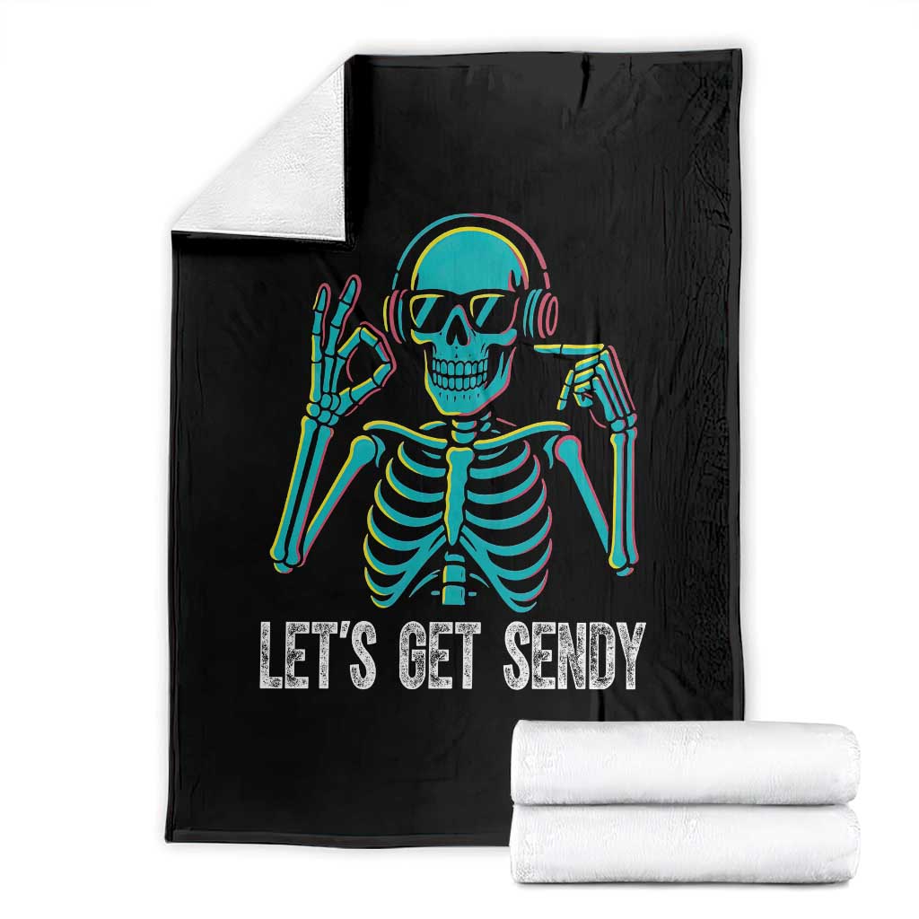 Lets Get Sendy Skeleton Throw Blanket Full Send Vibes Glowcore - Wonder Print Shop