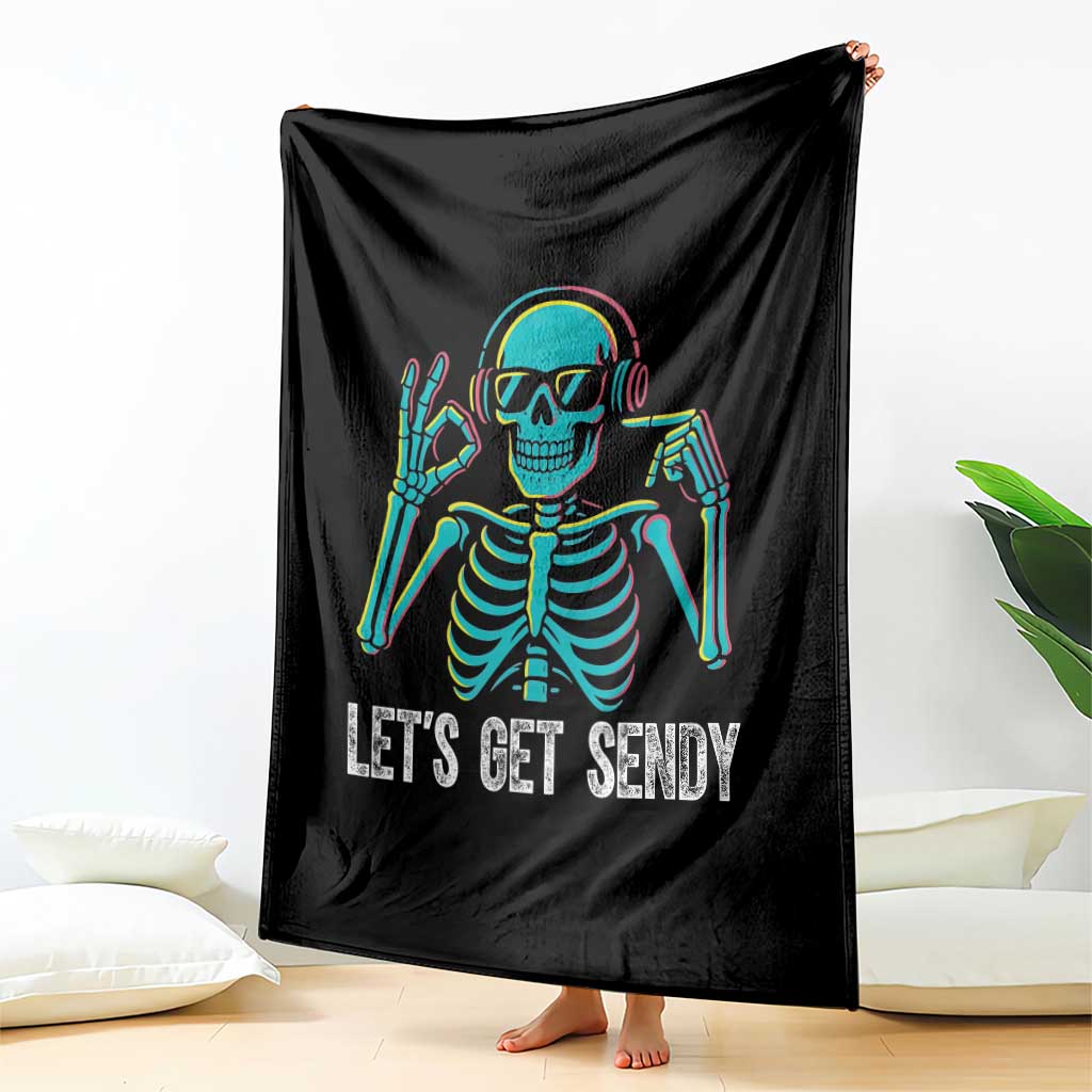 Lets Get Sendy Skeleton Throw Blanket Full Send Vibes Glowcore - Wonder Print Shop