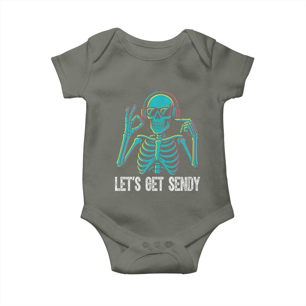 Lets Get Sendy Skeleton Baby Onesie Full Send Vibes Glowcore - Wonder Print Shop