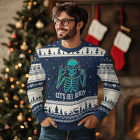Lets Get Sendy Skeleton Ugly Christmas Sweater Full Send Vibes Glowcore - Wonder Print Shop