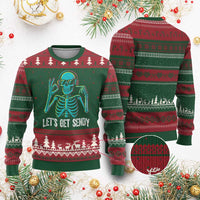 Lets Get Sendy Skeleton Ugly Christmas Sweater Full Send Vibes Glowcore - Wonder Print Shop