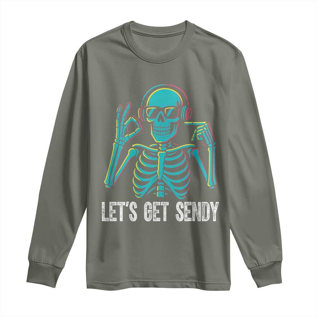 Lets Get Sendy Skeleton Long Sleeve Shirt Full Send Vibes Glowcore - Wonder Print Shop