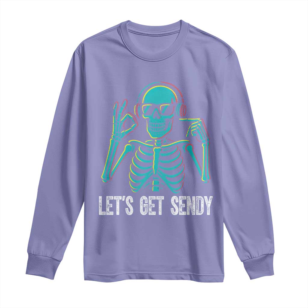 Lets Get Sendy Skeleton Long Sleeve Shirt Full Send Vibes Glowcore - Wonder Print Shop