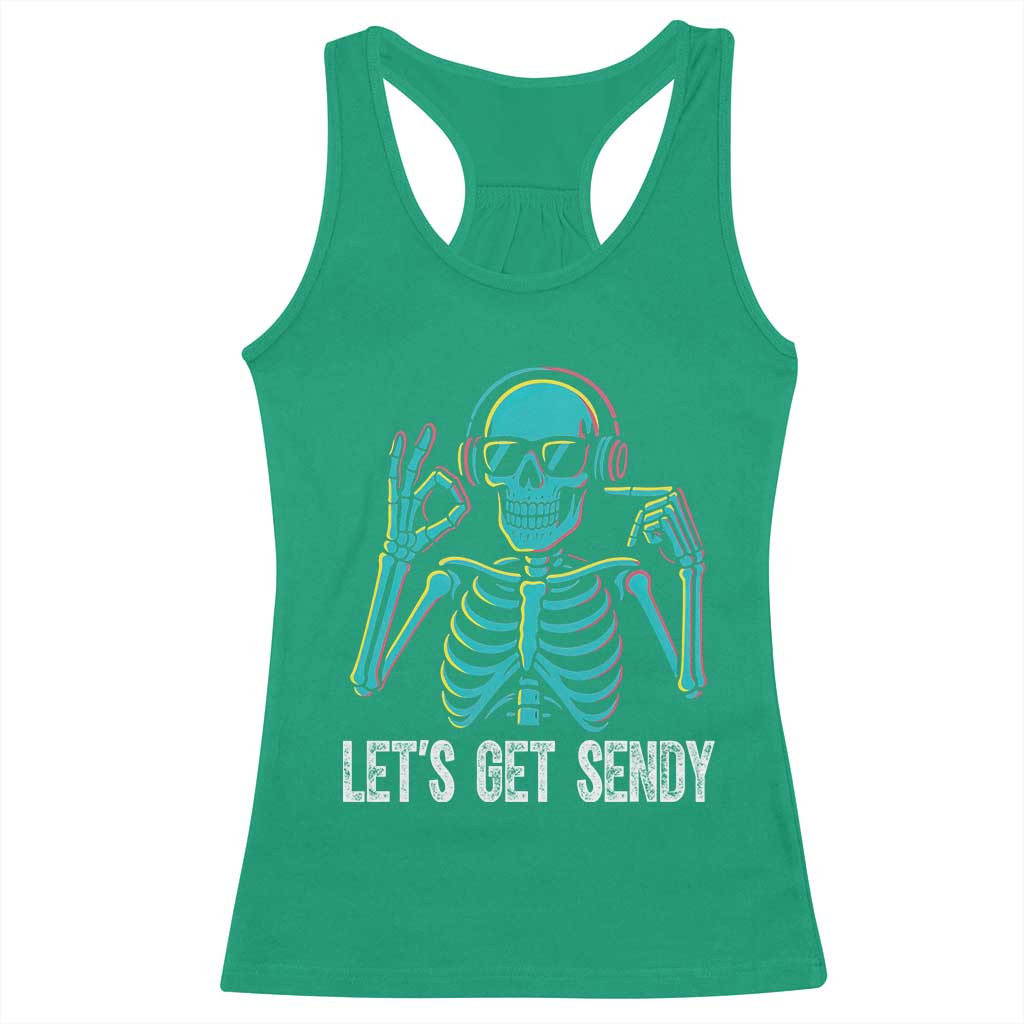 Lets Get Sendy Skeleton Racerback Tank Top Full Send Vibes Glowcore - Wonder Print Shop