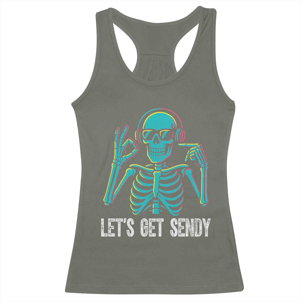Lets Get Sendy Skeleton Racerback Tank Top Full Send Vibes Glowcore - Wonder Print Shop