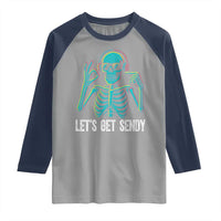 Lets Get Sendy Skeleton Raglan Shirt Full Send Vibes Glowcore - Wonder Print Shop