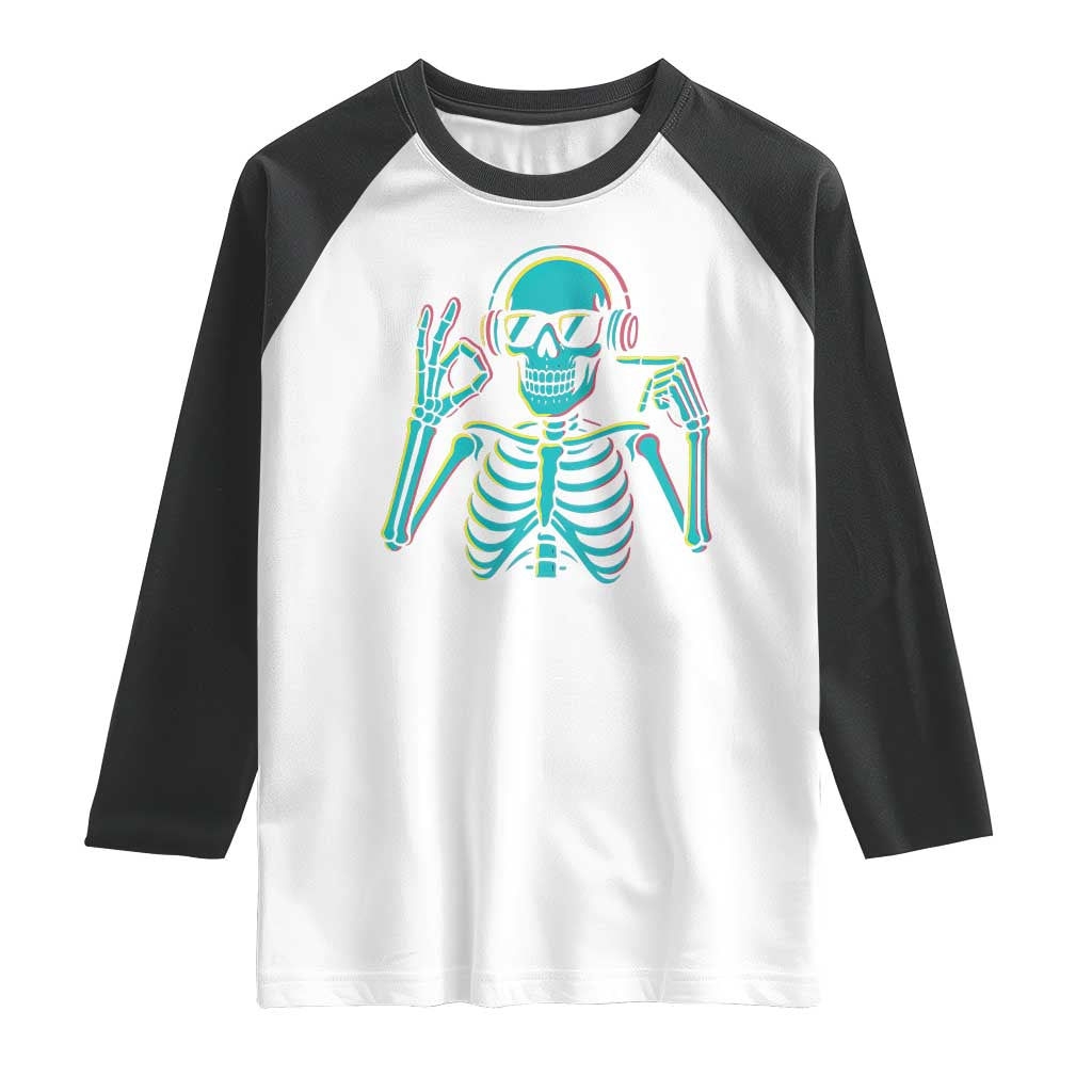 Lets Get Sendy Skeleton Raglan Shirt Full Send Vibes Glowcore - Wonder Print Shop