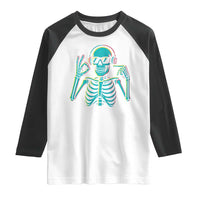 Lets Get Sendy Skeleton Raglan Shirt Full Send Vibes Glowcore - Wonder Print Shop