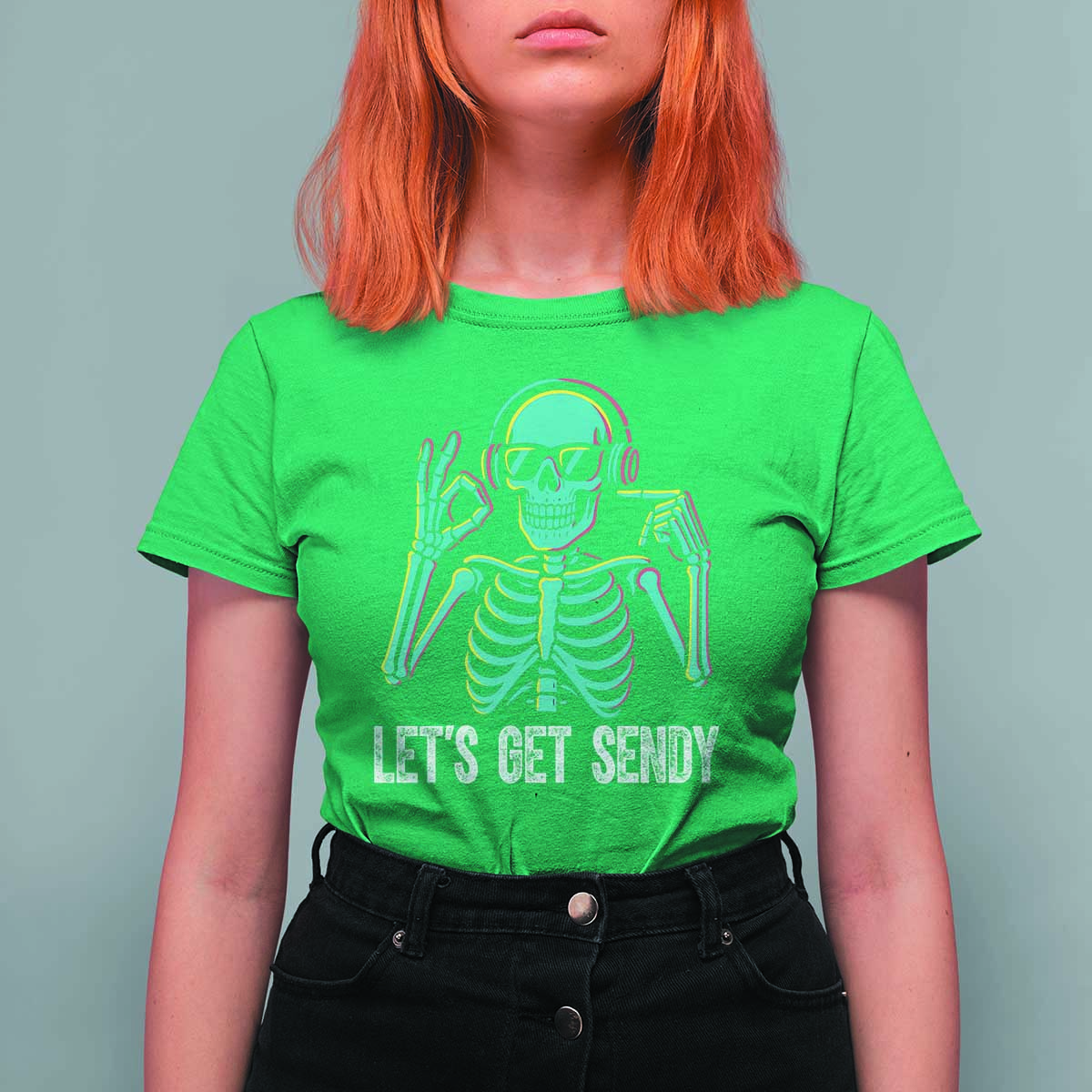 Lets Get Sendy Skeleton T Shirt For Women Full Send Vibes Glowcore - Wonder Print Shop