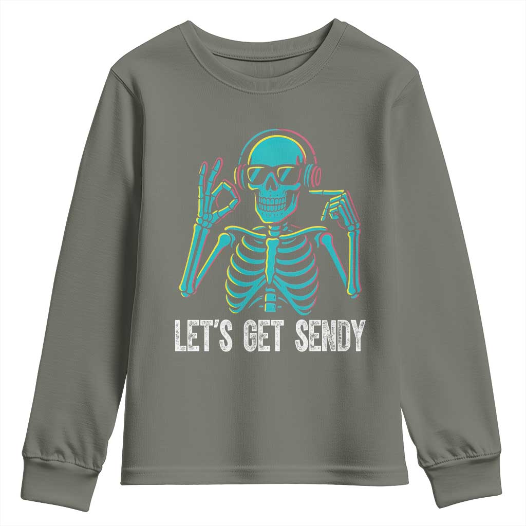 Lets Get Sendy Skeleton Youth Sweatshirt Full Send Vibes Glowcore - Wonder Print Shop