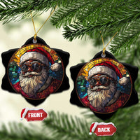 African American Santa Stained Glass Effect Printed Christmas Ornament Melanin Claus Festive Xmas Tree Decor - Wonder Print Shop