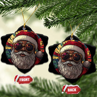 African American Santa Stained Glass Effect Printed Christmas Ornament Melanin Claus Festive Xmas Tree - Wonder Print Shop