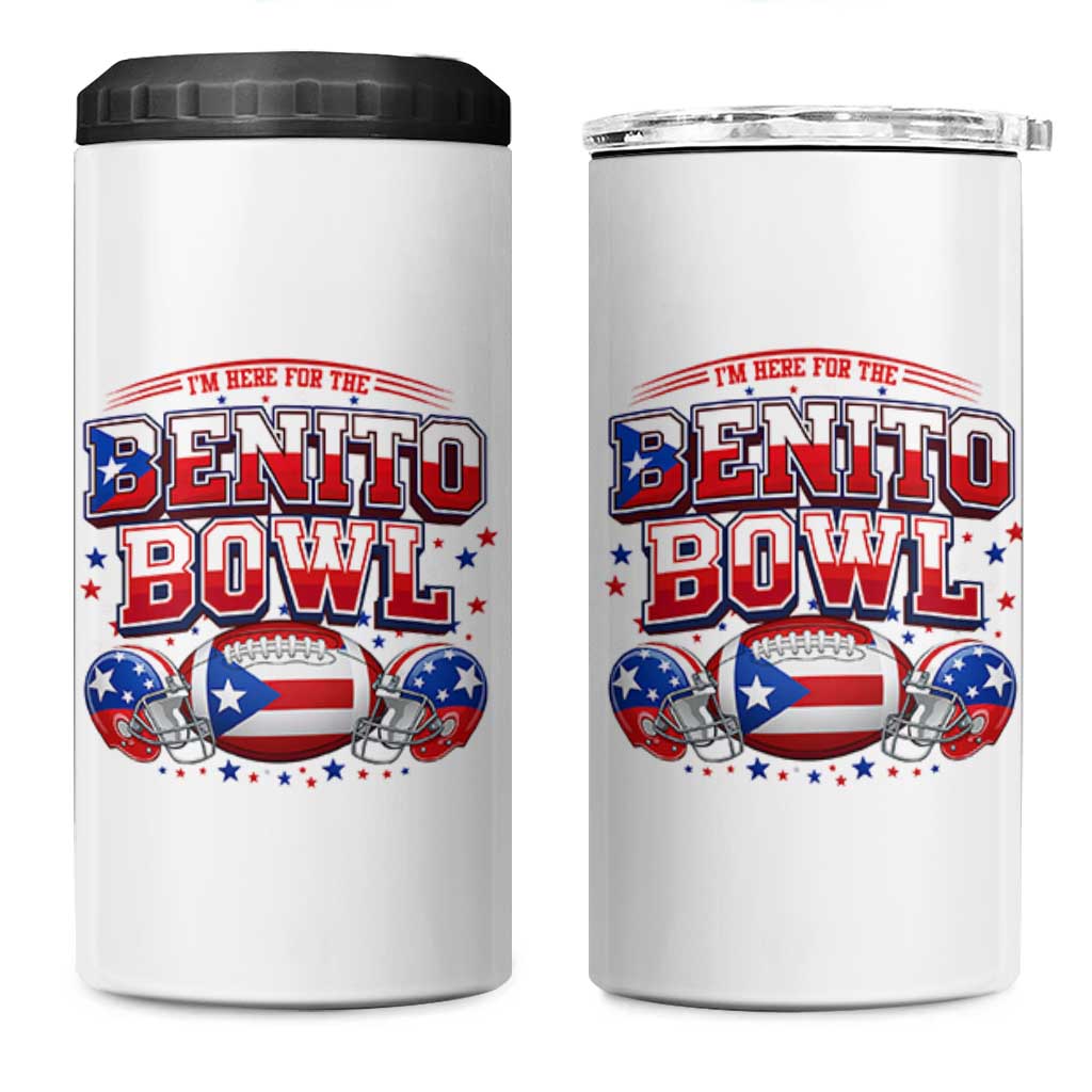 I’m Here for the Benito Bowl 4 in 1 Can Cooler Tumbler Funny Music Fan Football Game Day