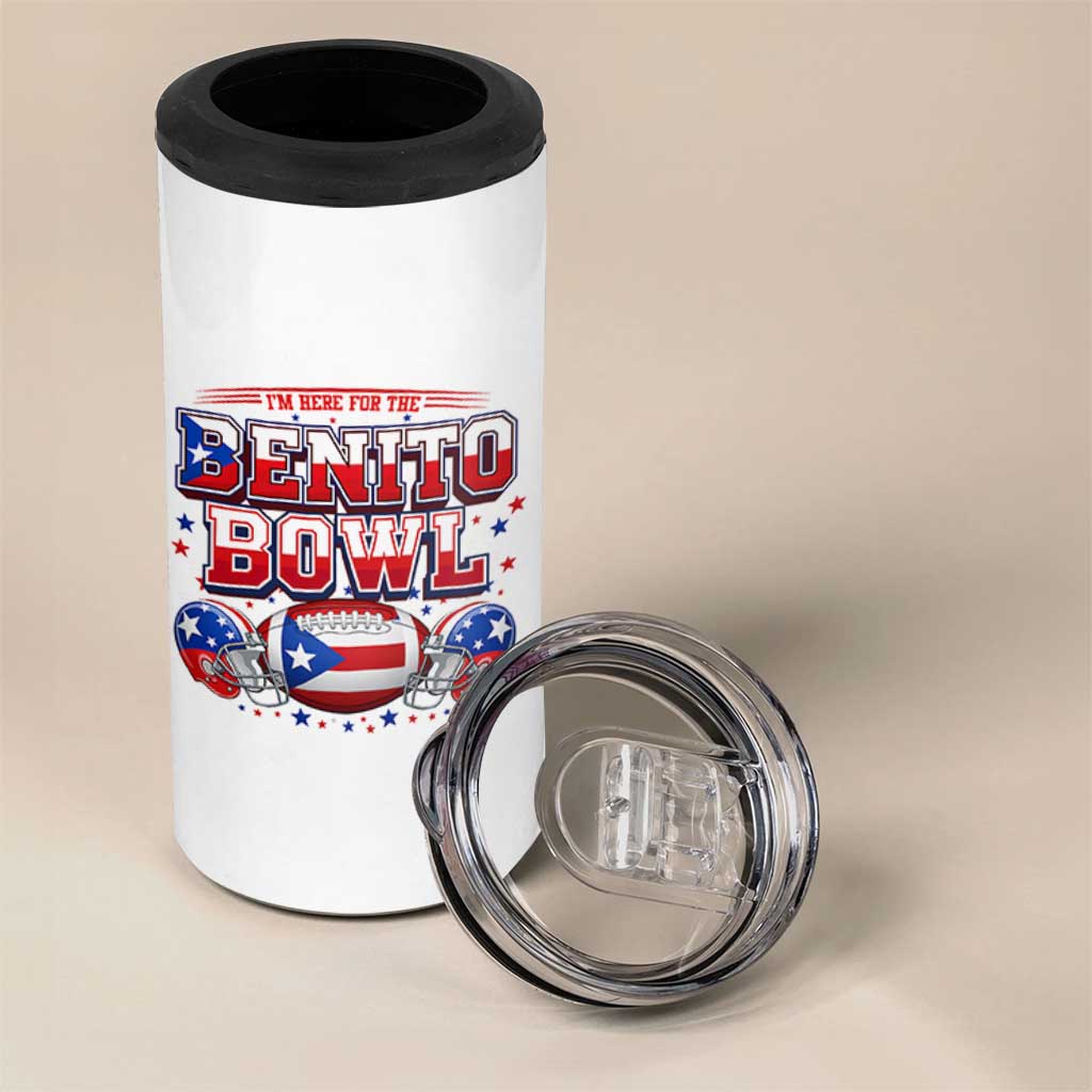 I’m Here for the Benito Bowl 4 in 1 Can Cooler Tumbler Funny Music Fan Football Game Day