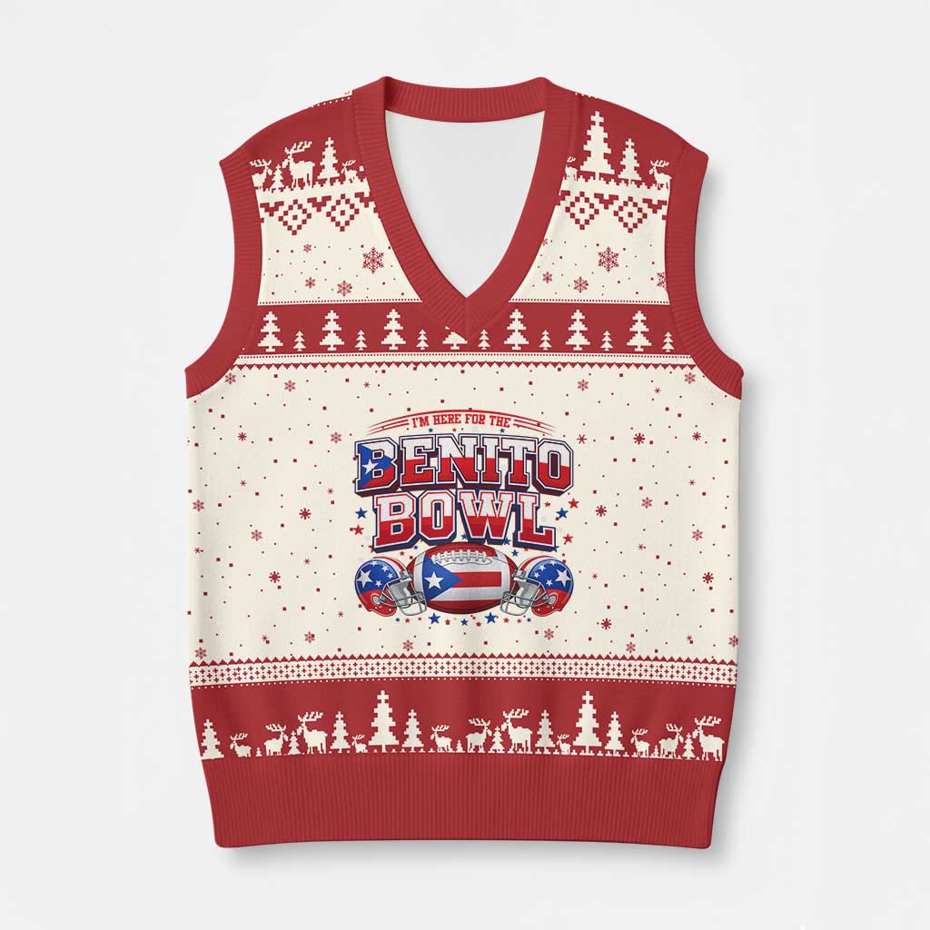 I’m Here for the Benito Bowl V-Neck Knit Sweater Vest Funny Music Fan Football Game Day