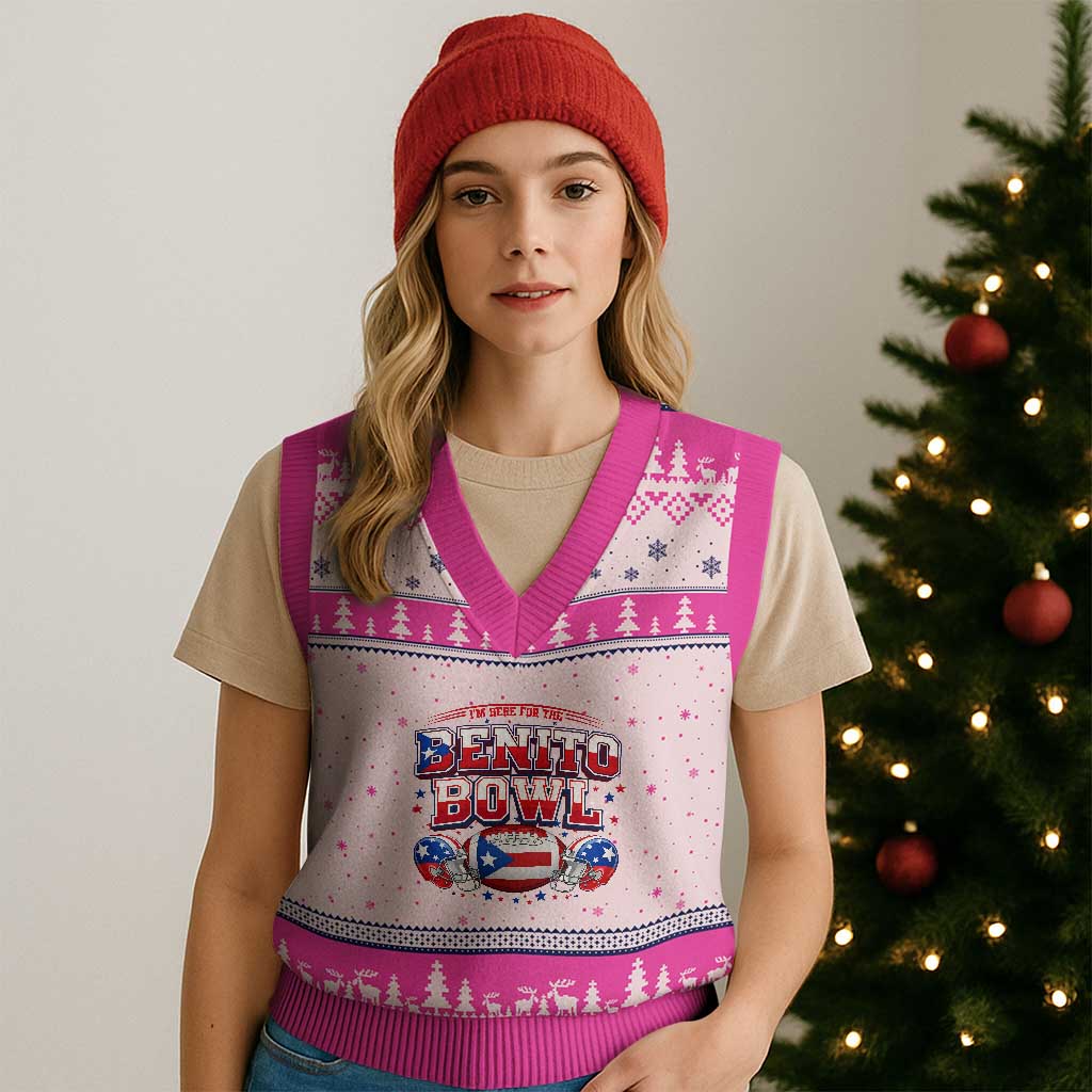 I’m Here for the Benito Bowl V-Neck Knit Sweater Vest Funny Music Fan Football Game Day