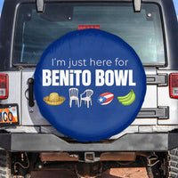 I'm Just Here for the Benito Bowl Funny Puerto Rican Game Day Spare Tire Cover Plantains Chairs and Flag Music Fans