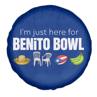 I'm Just Here for the Benito Bowl Funny Puerto Rican Game Day Spare Tire Cover Plantains Chairs and Flag Music Fans