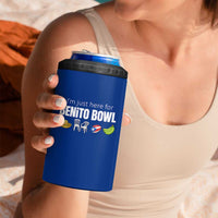 I'm Just Here for the Benito Bowl Funny Puerto Rican Game Day 4 in 1 Can Cooler Tumbler Plantains Chairs and Flag Music Fans