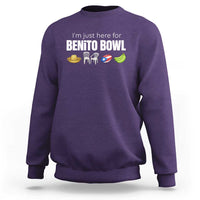 I'm Just Here for the Benito Bowl Funny Puerto Rican Game Day Sweatshirt Plantains Chairs and Flag Music Fans