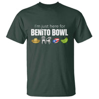 I'm Just Here for the Benito Bowl Funny Puerto Rican Game Day T Shirt Plantains Chairs and Flag Music Fans