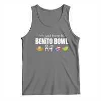 I'm Just Here for the Benito Bowl Funny Puerto Rican Game Day Tank Top Plantains Chairs and Flag Music Fans