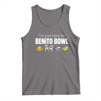 I'm Just Here for the Benito Bowl Funny Puerto Rican Game Day Tank Top Plantains Chairs and Flag Music Fans