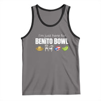 I'm Just Here for the Benito Bowl Funny Puerto Rican Game Day Tank Top Plantains Chairs and Flag Music Fans