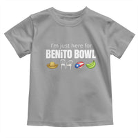 I'm Just Here for the Benito Bowl Funny Puerto Rican Game Day Toddler T Shirt Plantains Chairs and Flag Music Fans