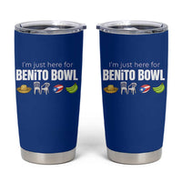 I'm Just Here for the Benito Bowl Funny Puerto Rican Game Day Tumbler Cup Plantains Chairs and Flag Music Fans
