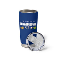 I'm Just Here for the Benito Bowl Funny Puerto Rican Game Day Tumbler Cup Plantains Chairs and Flag Music Fans