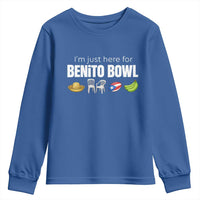 I'm Just Here for the Benito Bowl Funny Puerto Rican Game Day Youth Sweatshirt Plantains Chairs and Flag Music Fans