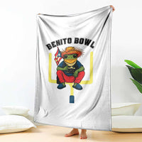 Benito Bowl Coquí Frog Football Throw Blanket Funny Puerto Rico Flag Game Day Music Fans