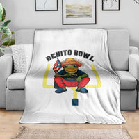 Benito Bowl Coquí Frog Football Throw Blanket Funny Puerto Rico Flag Game Day Music Fans