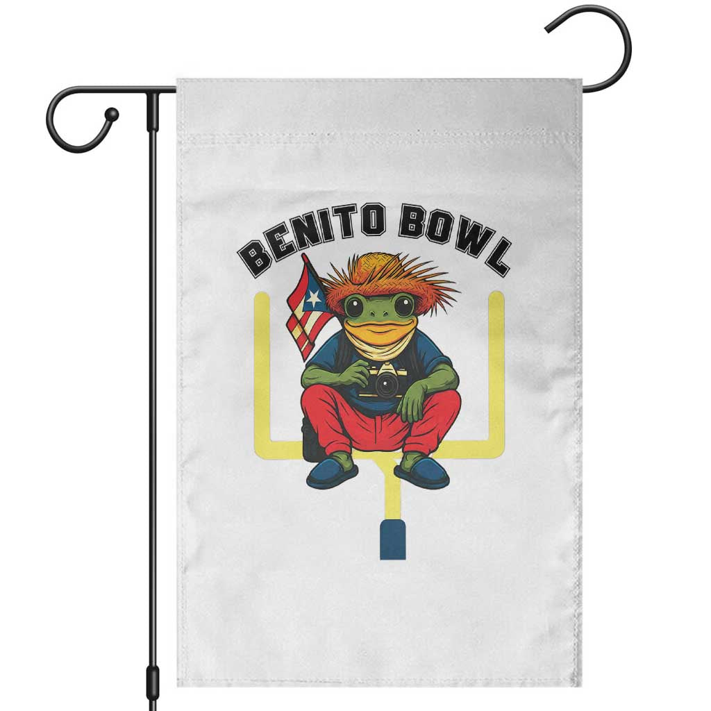 Benito Bowl Coquí Frog Football Garden Flag Funny Puerto Rico Flag Game Day Music Fans
