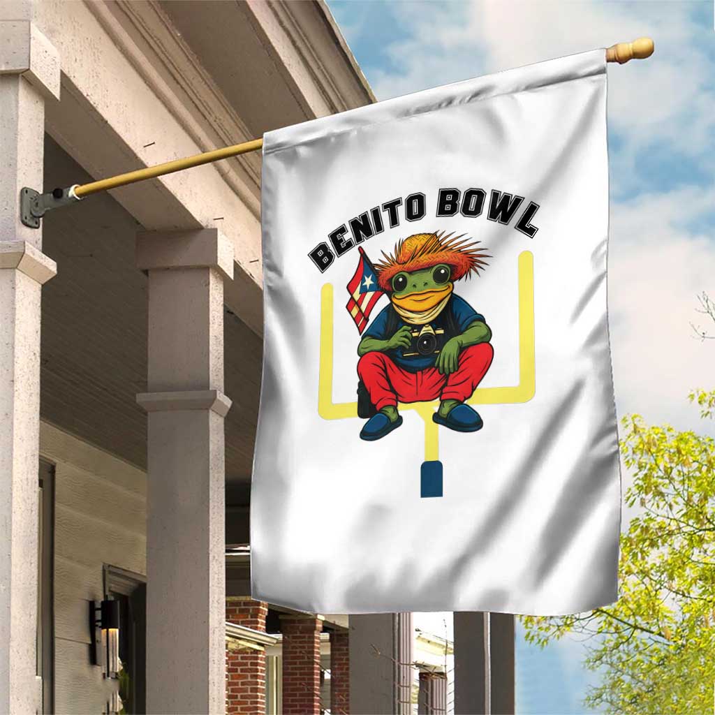 Benito Bowl Coquí Frog Football Garden Flag Funny Puerto Rico Flag Game Day Music Fans