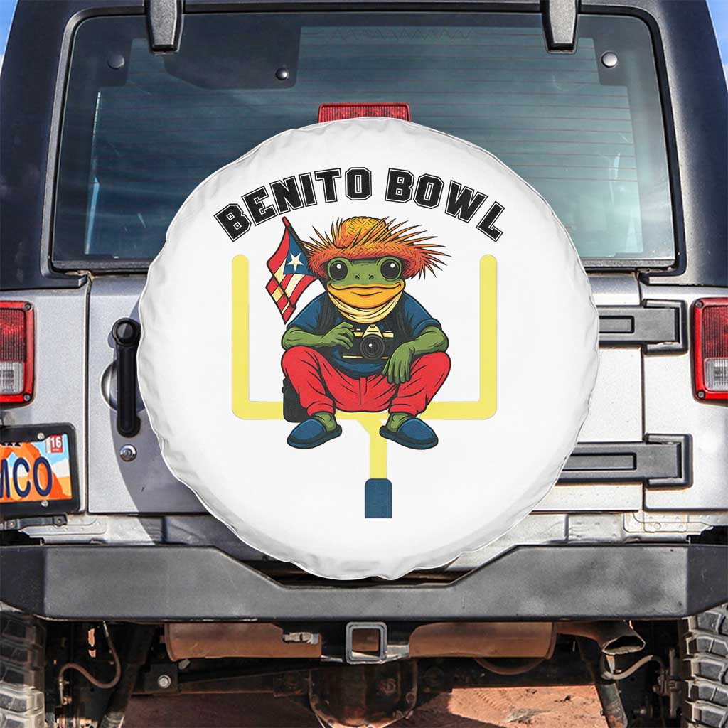 Benito Bowl Coquí Frog Football Spare Tire Cover Funny Puerto Rico Flag Game Day Music Fans