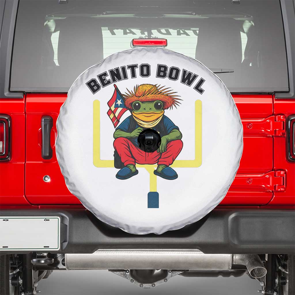 Benito Bowl Coquí Frog Football Spare Tire Cover Funny Puerto Rico Flag Game Day Music Fans
