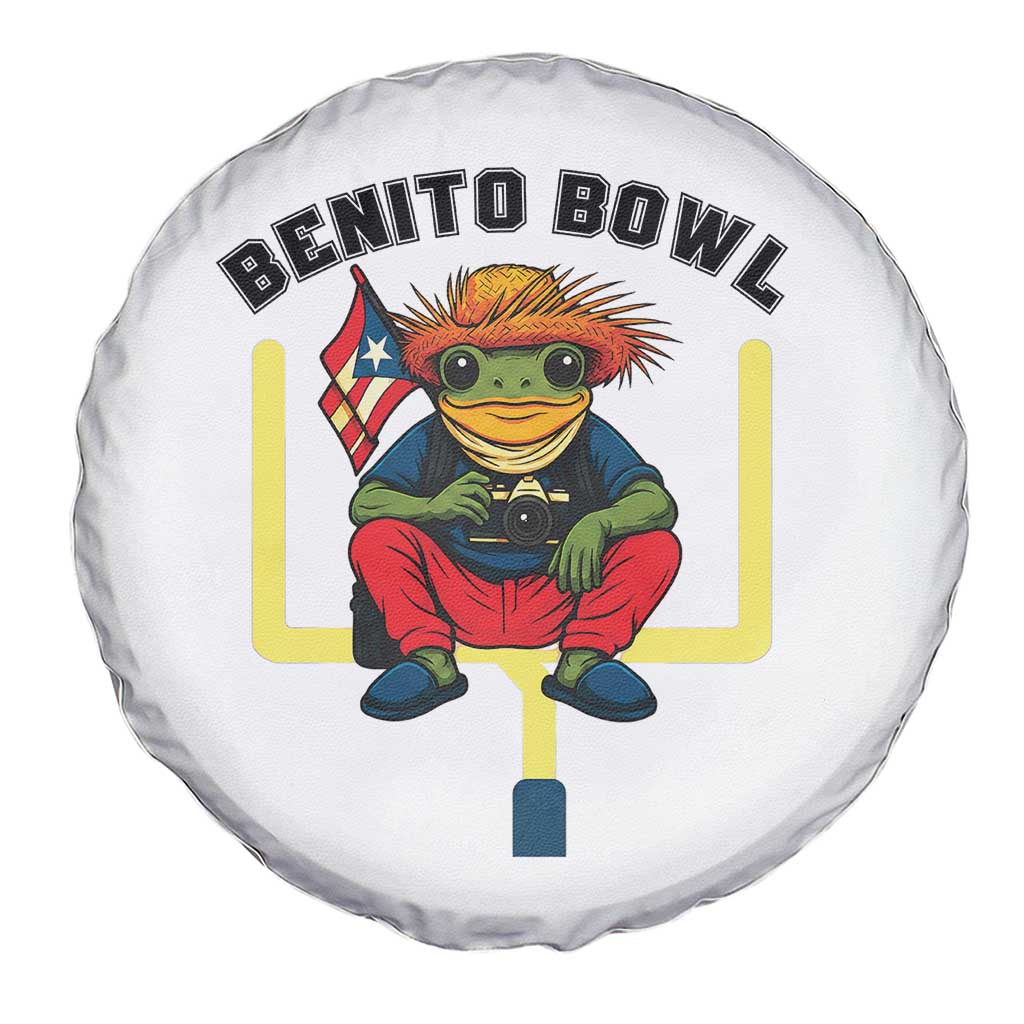 Benito Bowl Coquí Frog Football Spare Tire Cover Funny Puerto Rico Flag Game Day Music Fans