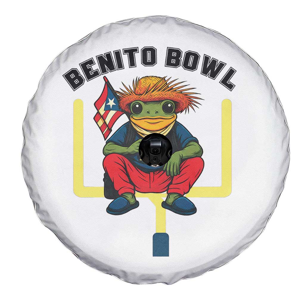 Benito Bowl Coquí Frog Football Spare Tire Cover Funny Puerto Rico Flag Game Day Music Fans
