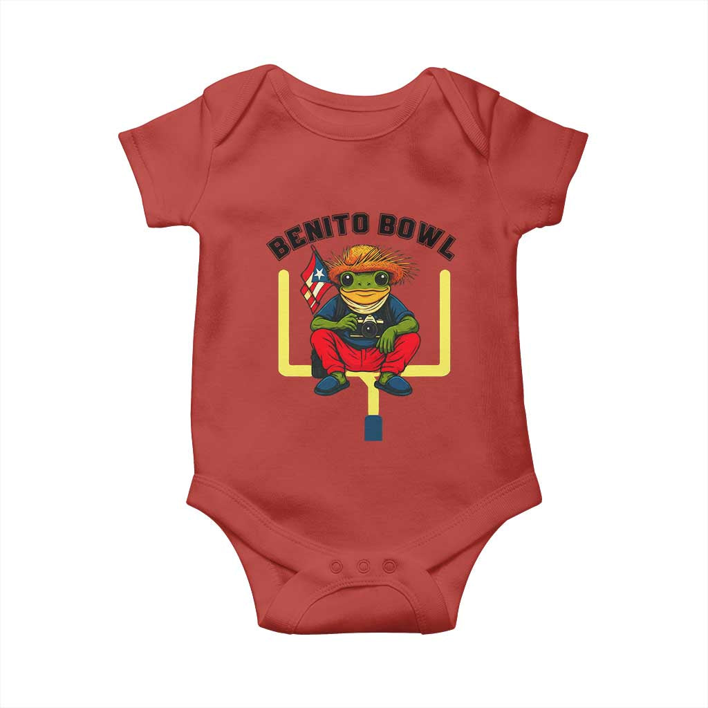 Benito Bowl Coquí Frog Football Baby Onesie Funny Puerto Rico Flag Game Day Music Fans