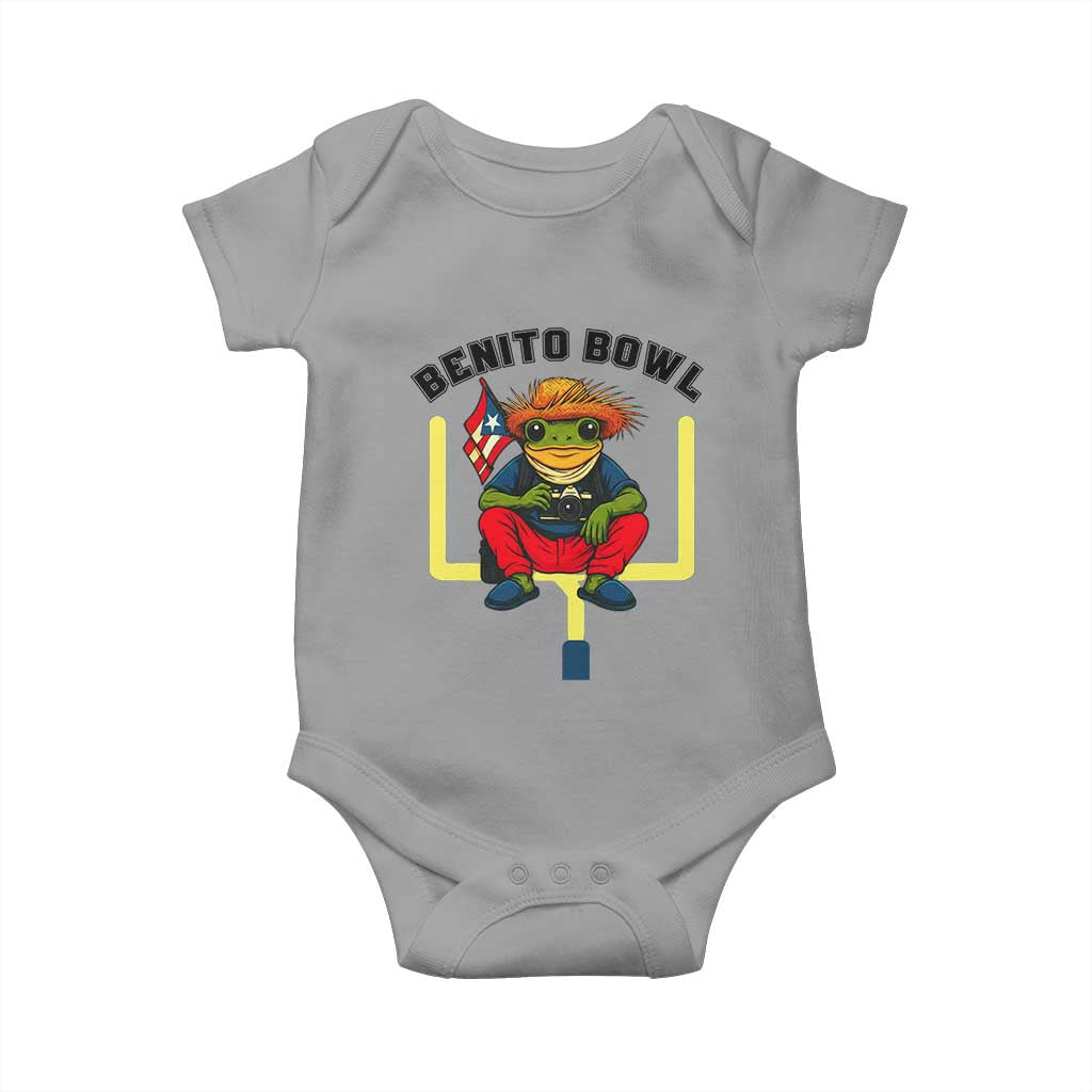 Benito Bowl Coquí Frog Football Baby Onesie Funny Puerto Rico Flag Game Day Music Fans