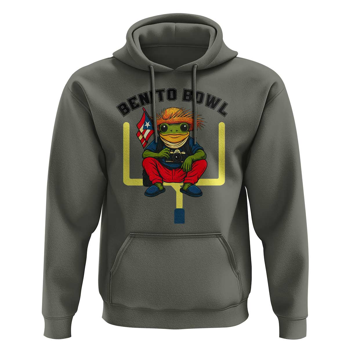 Benito Bowl Coquí Frog Football Hoodie Funny Puerto Rico Flag Game Day Music Fans