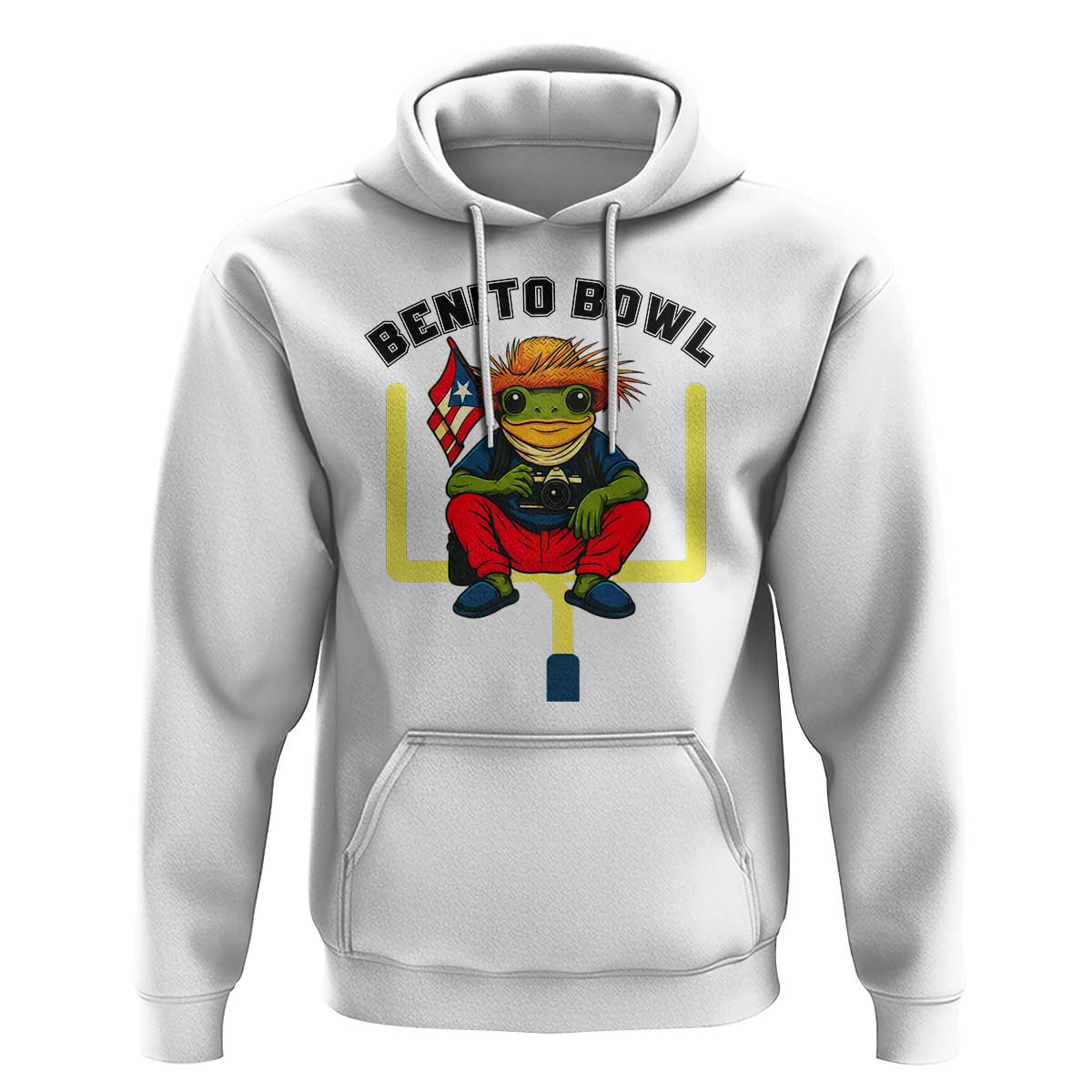 Benito Bowl Coquí Frog Football Hoodie Funny Puerto Rico Flag Game Day Music Fans